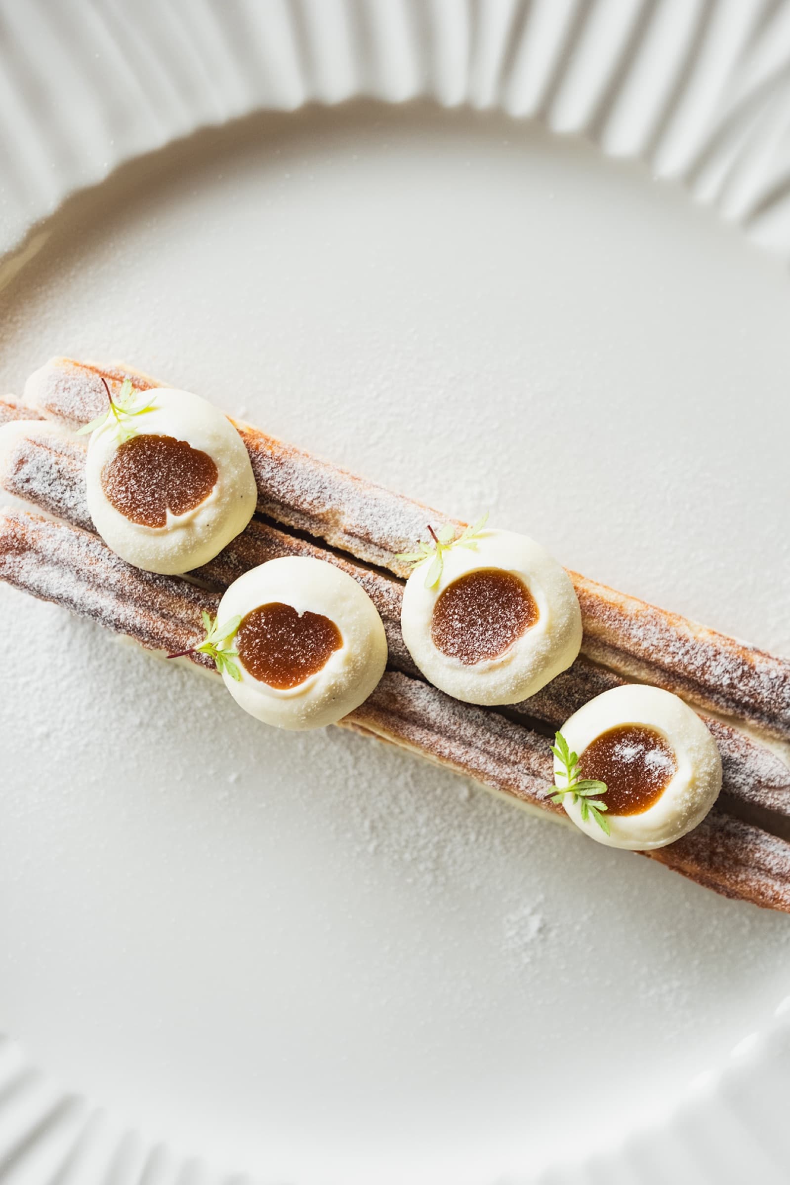 Przystań & Marina — artisan dessert with cream and caramel, fine dining